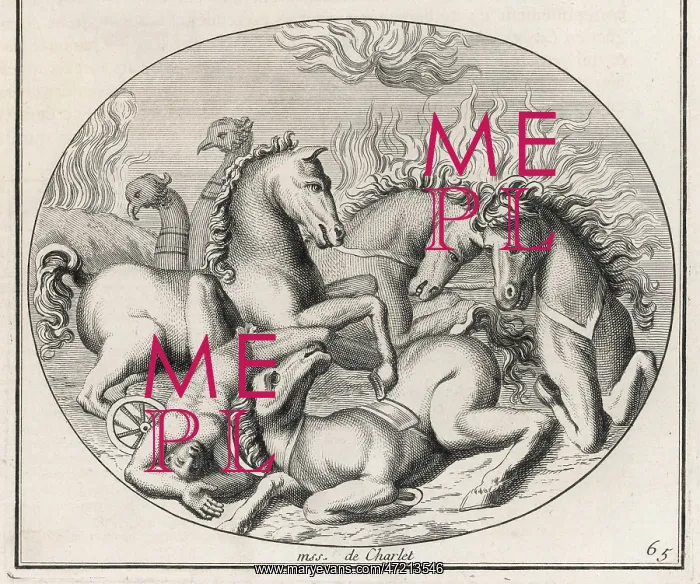: Phaethon (or Phaeton), son of sun-god Helios, drives his father's chariot : Phaethon (or Phaeton), son of sun-god Helios, drives his father's chariot