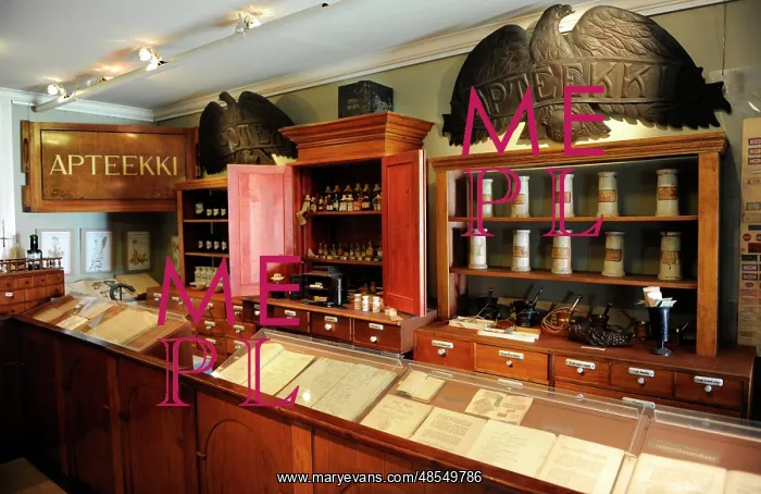  : Pharmacy jars (glass and ceramic) and mortars. Museum of Pha