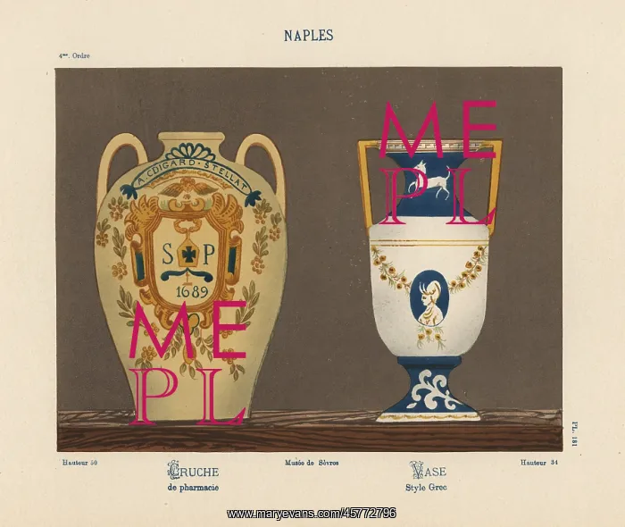 : Pharmacy pitcher and vase from Naples, Italy : Pharmacy pitcher and vase from Naples, Italy