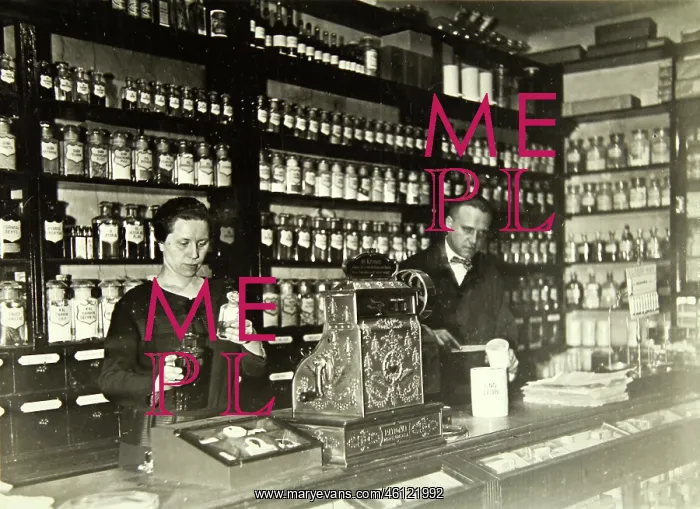 : Pharmacy in Vienna - Inside view with two : Pharmacy in Vienna - Inside view with two