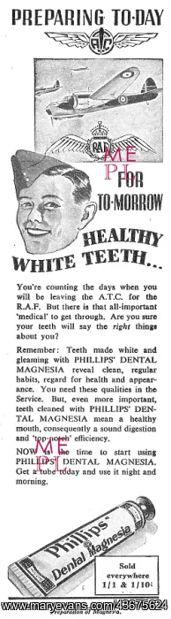 : Philips Dental Magnesia Tootpaste. 1944 Advert : Philips Dental Magnesia Tootpaste. 1944 Advert