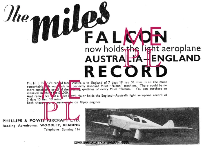 : Phillips & Powis Miles Falcon : Phillips & Powis Miles Falcon