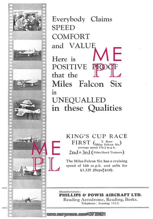 : Phillips & Powis Miles Falcon Six : Phillips & Powis Miles Falcon Six