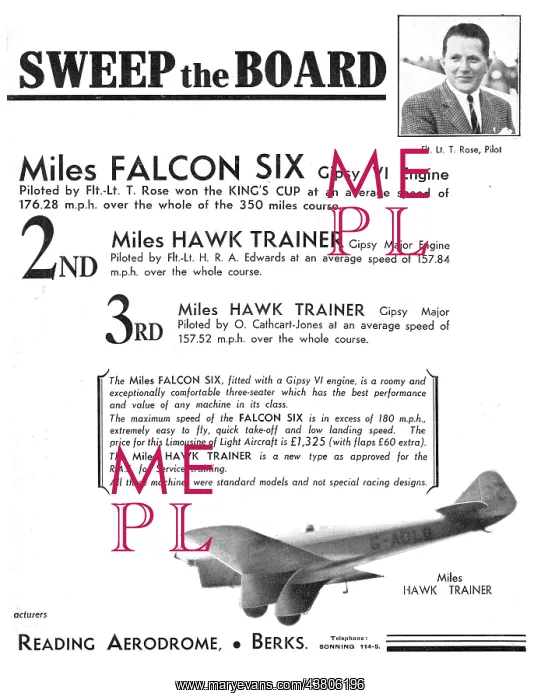 : Phillips & Powis - Miles Falcon Six. Part Advert : Phillips & Powis - Miles Falcon Six. Part Advert