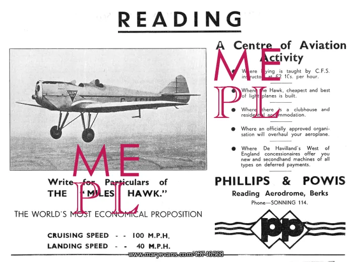 : Phillips & Powis - Miles Hawk - Reading Aerodrome : Phillips & Powis - Miles Hawk - Reading Aerodrome