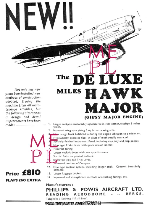 : Phillips & Powis Miles De Luxe Hawk Major : Phillips & Powis Miles De Luxe Hawk Major