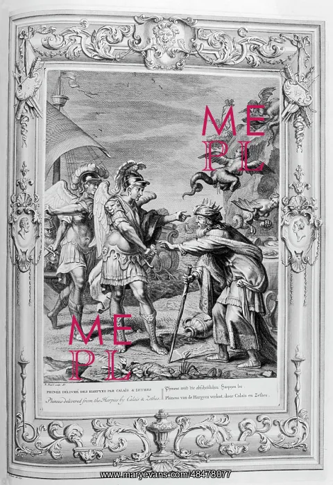 : Phineus and the Harpies. Engraved illustration : Phineus and the Harpies. Engraved illustration