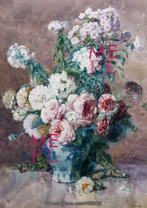 : Phlox and Peonies in a Vase : Phlox and Peonies in a Vase