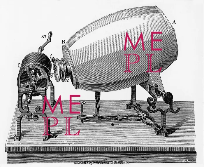 : Phonautograph (c 1857) apparatus for studying : Phonautograph (c 1857) apparatus for studying