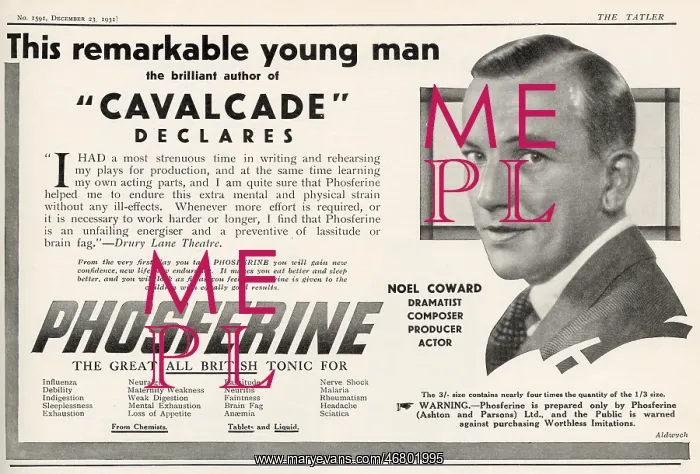 : Phosferine advert with Noel Coward : Phosferine advert with Noel Coward