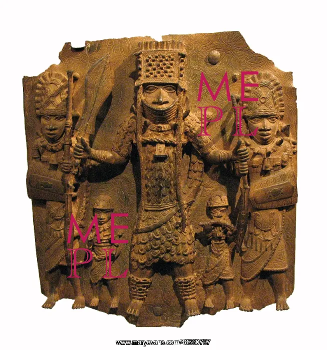 : Photograph of a Benin bronze plaque : Photograph of a Benin bronze plaque
