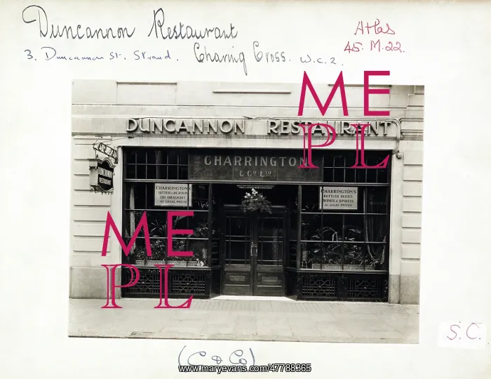 : Photograph of Duncannon Restaurant, Charing Cross, London : Photograph of Duncannon Restaurant, Charing Cross, London