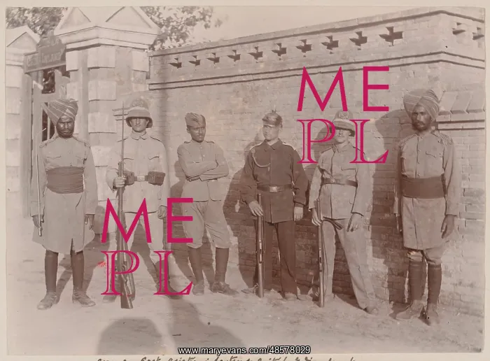: Photograph of German and Indian troops, China : Photograph of German and Indian troops, China