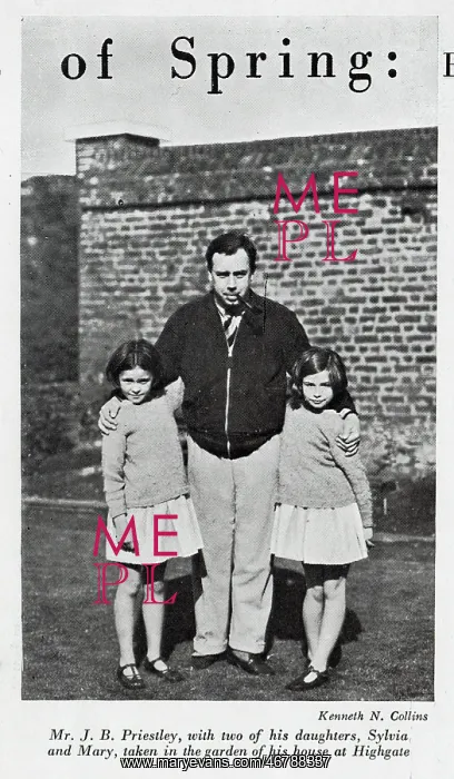 : Photograph of J B Priestley and daughters : Photograph of J B Priestley and daughters