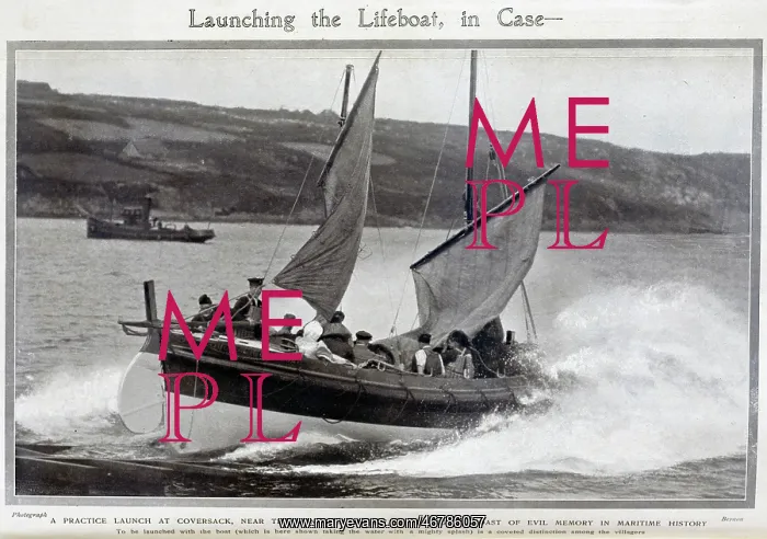 : Photograph of a practice launch of the Lifeboat, Coverack : Photograph of a practice launch of the Lifeboat, Coverack