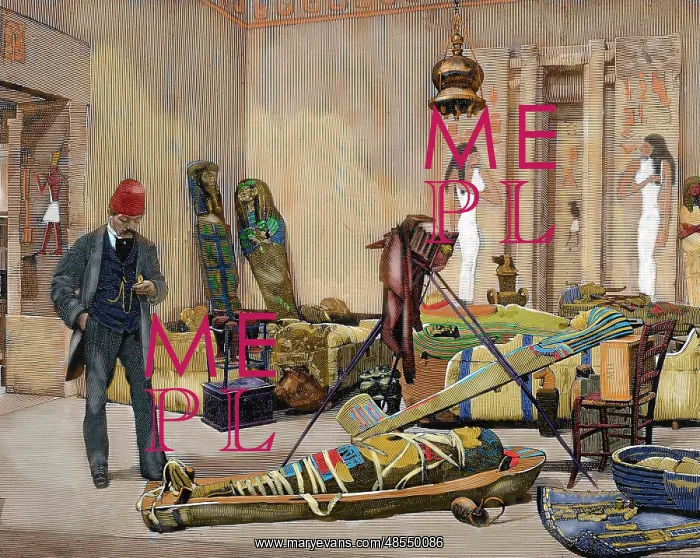 : Photographer preparing a portrait of a mummy : Photographer preparing a portrait of a mummy