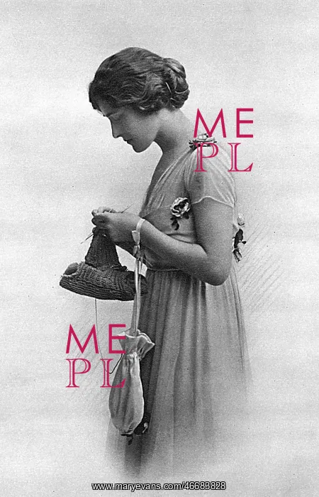  : Phyllis Dare knitting, WW1