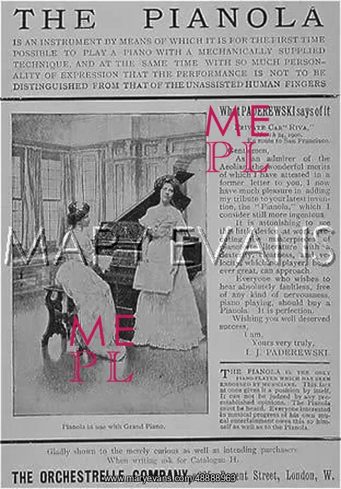 : PIANOLA ADVERTISEMENT : PIANOLA ADVERTISEMENT