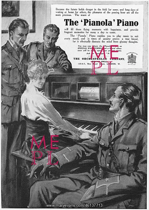 : The Pianola Piano advertisement, WW1 : The Pianola Piano advertisement, WW1