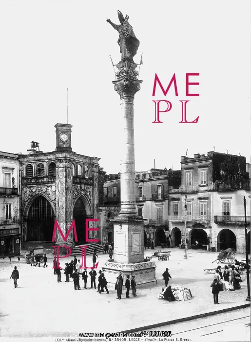 : Italy. Piazza Sant'Oronzo with the statue of Saint Orontius on a column in Lecce : Italy. Piazza Sant'Oronzo with the statue of Saint Orontius on a column in Lecce