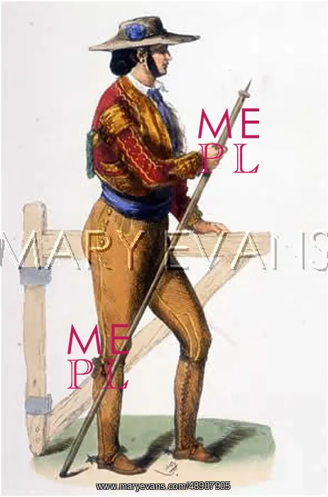 : A PICADOR. The picador, mounted on a horse, plays a crucial part in the bullfight : A PICADOR. The picador, mounted on a horse, plays a crucial part in the bullfight