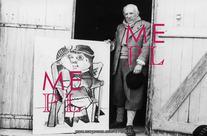 : Picasso with Painting, 1951 : Picasso with Painting, 1951
