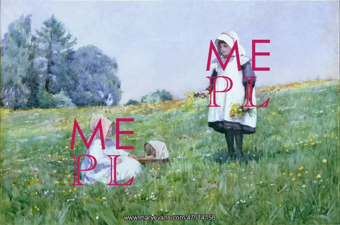 : Picking Wild Flowers ' two children : Picking Wild Flowers ' two children