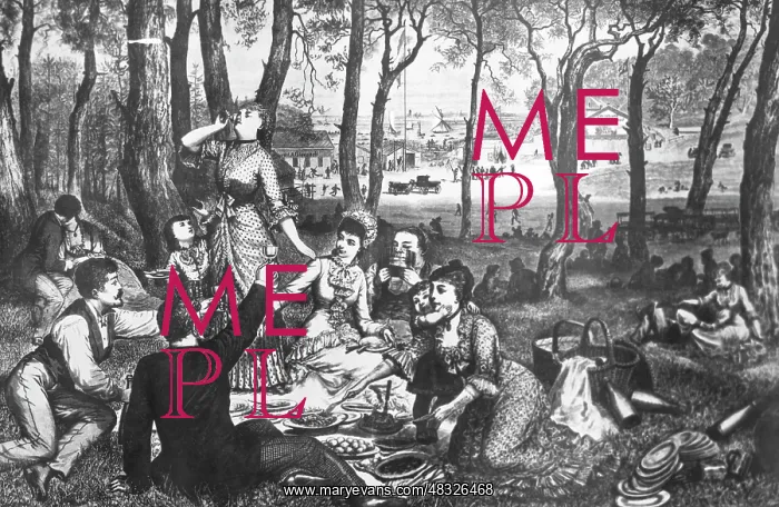 : Picnic in Berlin Grunewald, 19th century : Picnic in Berlin Grunewald, 19th century