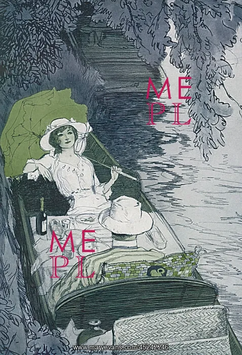 : Picnic on the River by Edmund Blampied : Picnic on the River by Edmund Blampied