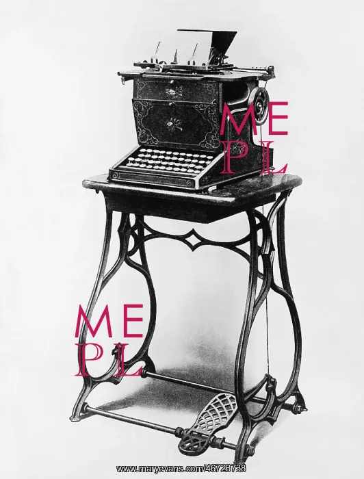 : Picture of a typewriter on a stand : Picture of a typewriter on a stand