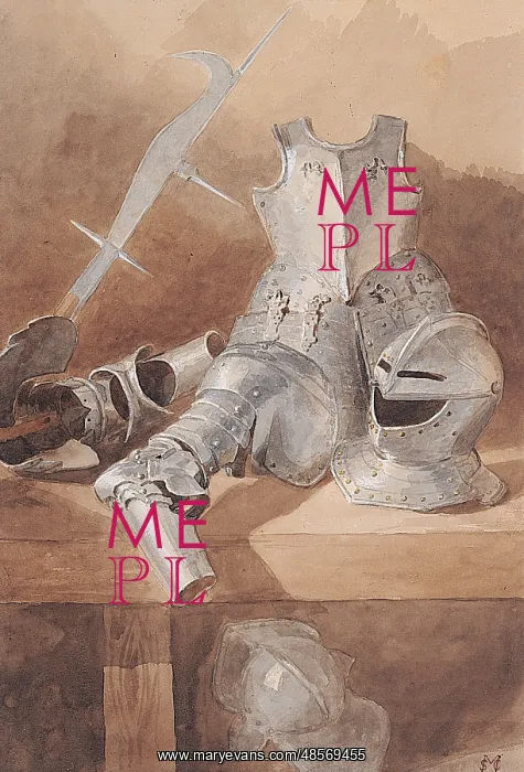 : Pieces of Armour on a Bench : Pieces of Armour on a Bench