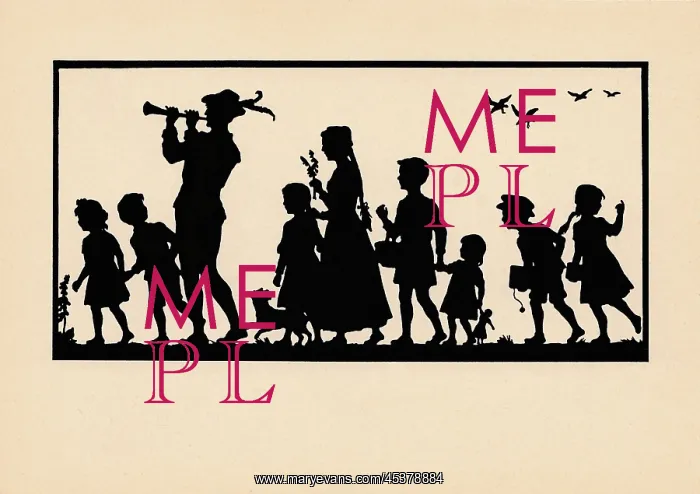: The Pied Piper in silhouette : The Pied Piper in silhouette