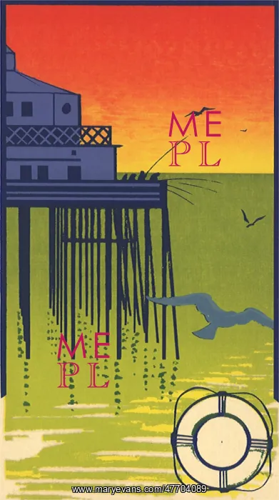 : Pier with Birds at Sunset : Pier with Birds at Sunset