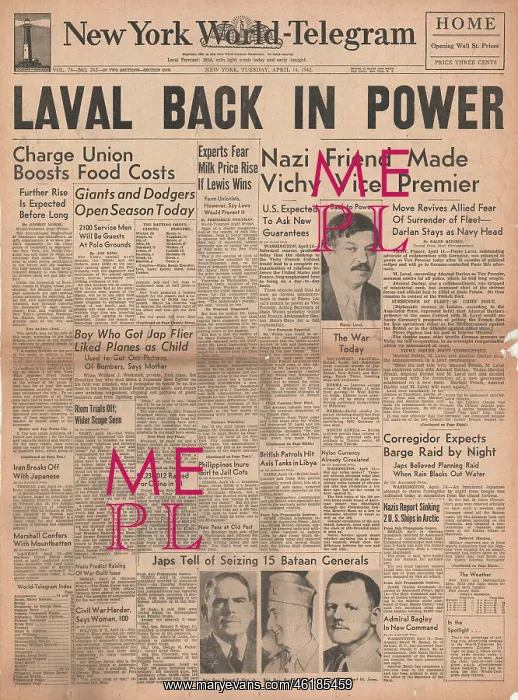 : Pierre Laval Returned at Vice Premier : Pierre Laval Returned at Vice Premier