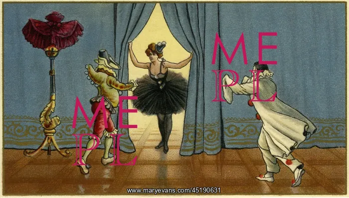  : Pierrot, jester and pierrette acting on stage