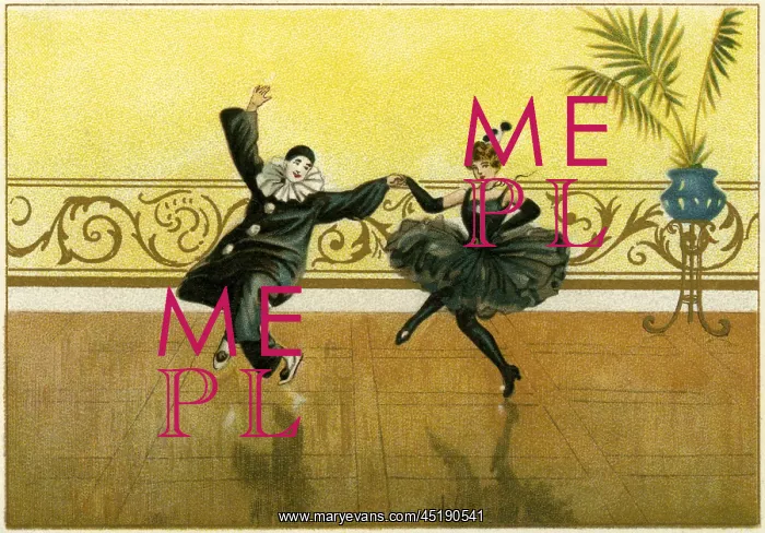 : Pierrot & pierette in black dancing : Pierrot & pierette in black dancing