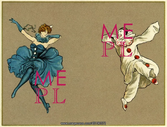  : Pierrot & pierette in blue dancing