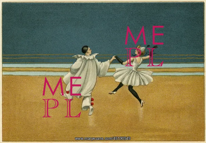 : Pierrot & pierette in white dancing : Pierrot & pierette in white dancing