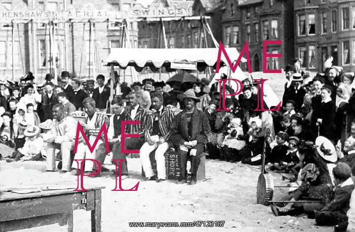 : Pierrots on the beach, Blackpool, Victorian period