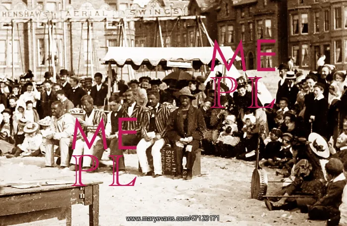  : Pierrots on the beach, Blackpool, Victorian period