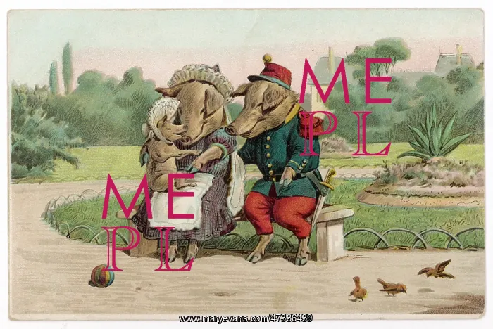 : PIG COUPLE & PIGLET 19C : PIG COUPLE & PIGLET 19C