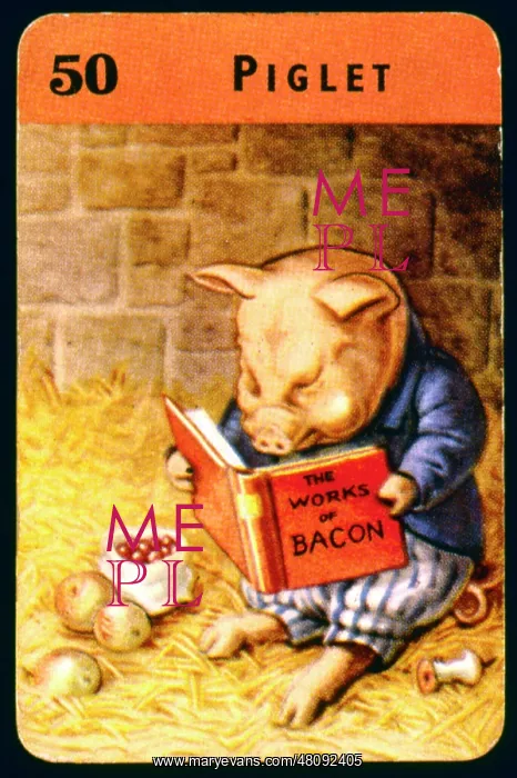 : Piglet reading The Works of Bacon : Piglet reading The Works of Bacon