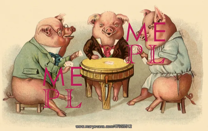  : Pigs Playing Cards