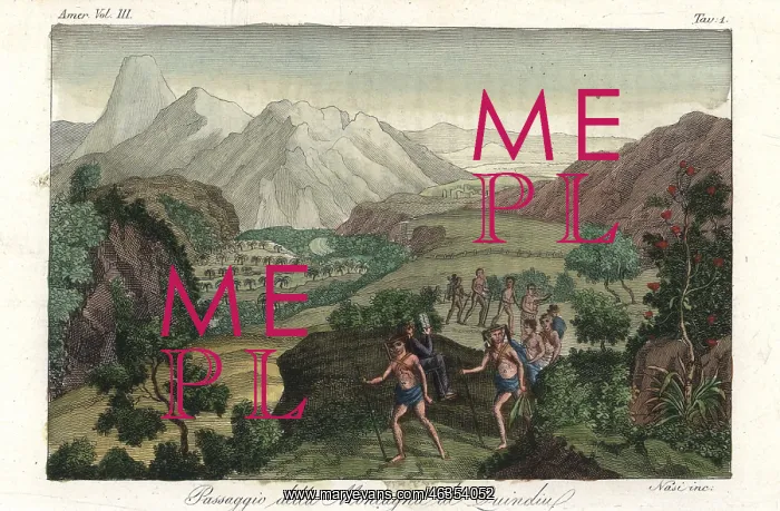 : Pijao Native Americans on a passage through the Andes : Pijao Native Americans on a passage through the Andes