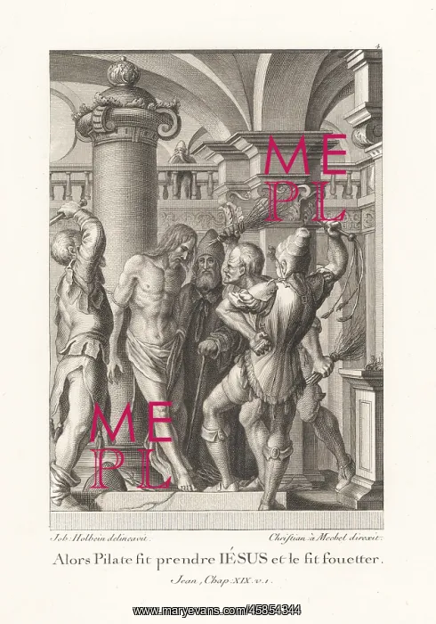 : Pilate orders Jesus Christ to be flogged by several guards : Pilate orders Jesus Christ to be flogged by several guards