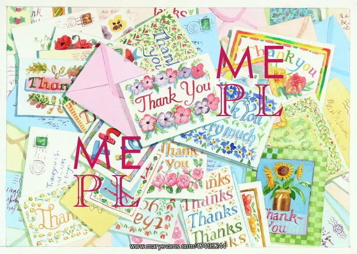  : Pile of Thank You cards and envelopes