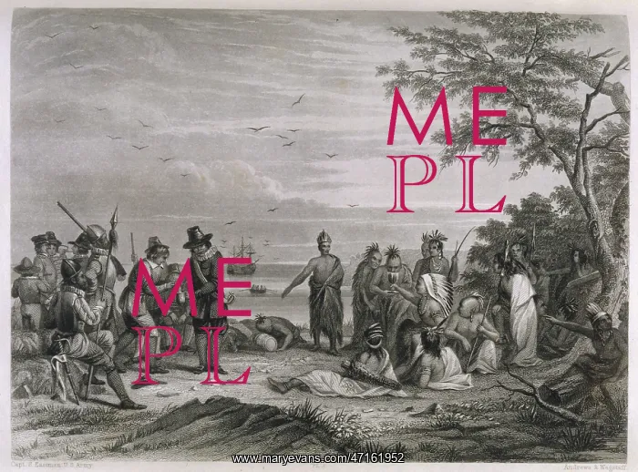 : Pilgrim Fathers visited by Native Americans : Pilgrim Fathers visited by Native Americans