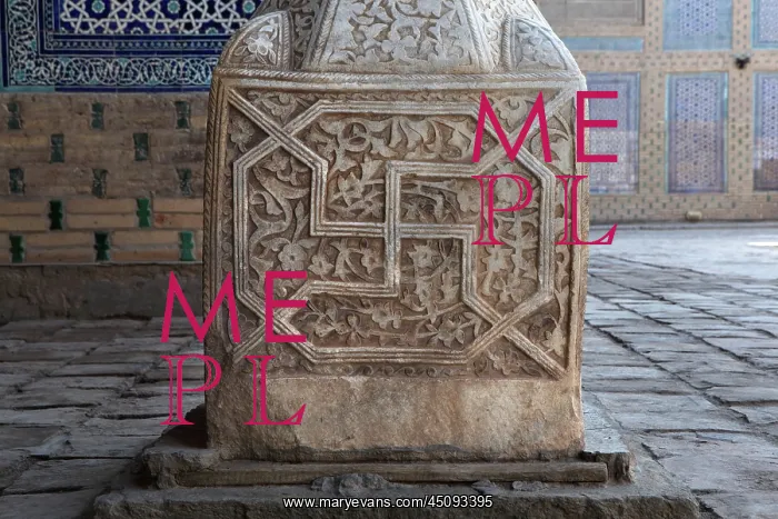 : Khiva. Detail of pillar base, Harem, of Tash Khauli Palace : Khiva. Detail of pillar base, Harem, of Tash Khauli Palace