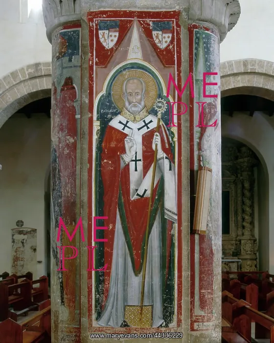 : Pillar with a fresco of : Pillar with a fresco of