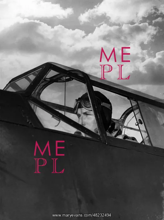 : Pilot in the cockpit of a fighter jet, 1938 : Pilot in the cockpit of a fighter jet, 1938